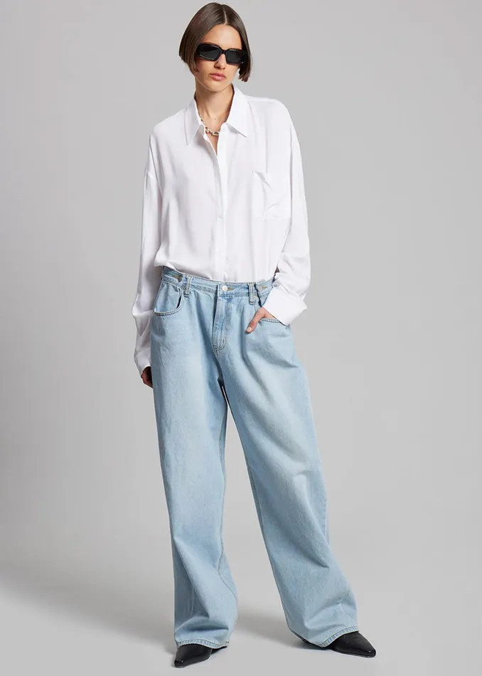 The Frankie Shop Bottoms Hayla Denim Pants 8211 Light Wash 8211 Women