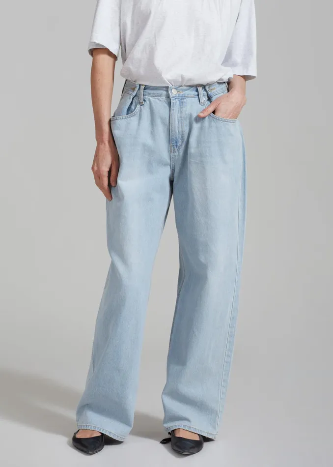 The Frankie Shop Bottoms Hayla Denim Pants 8211 Light Wash 8211 Women
