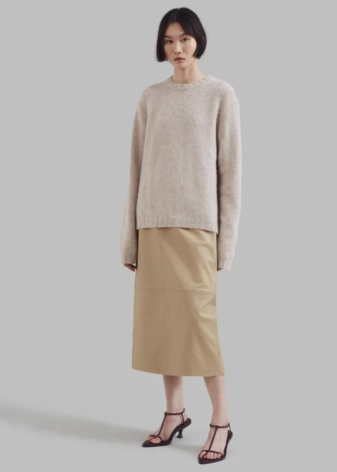 The Frankie Shop Bottoms Heather Leather Pencil Skirt 8211 Beige 8211 Women