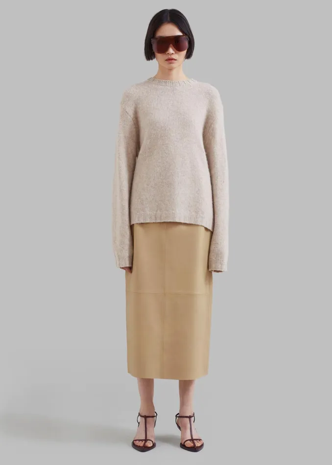 The Frankie Shop Bottoms Heather Leather Pencil Skirt 8211 Beige 8211 Women
