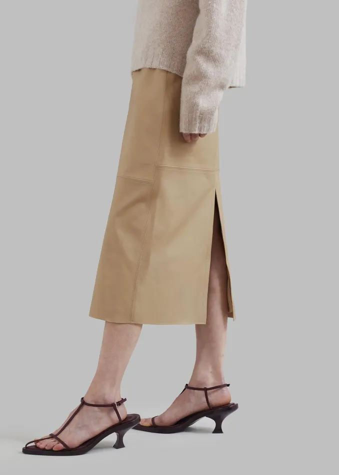 The Frankie Shop Bottoms Heather Leather Pencil Skirt 8211 Beige 8211 Women