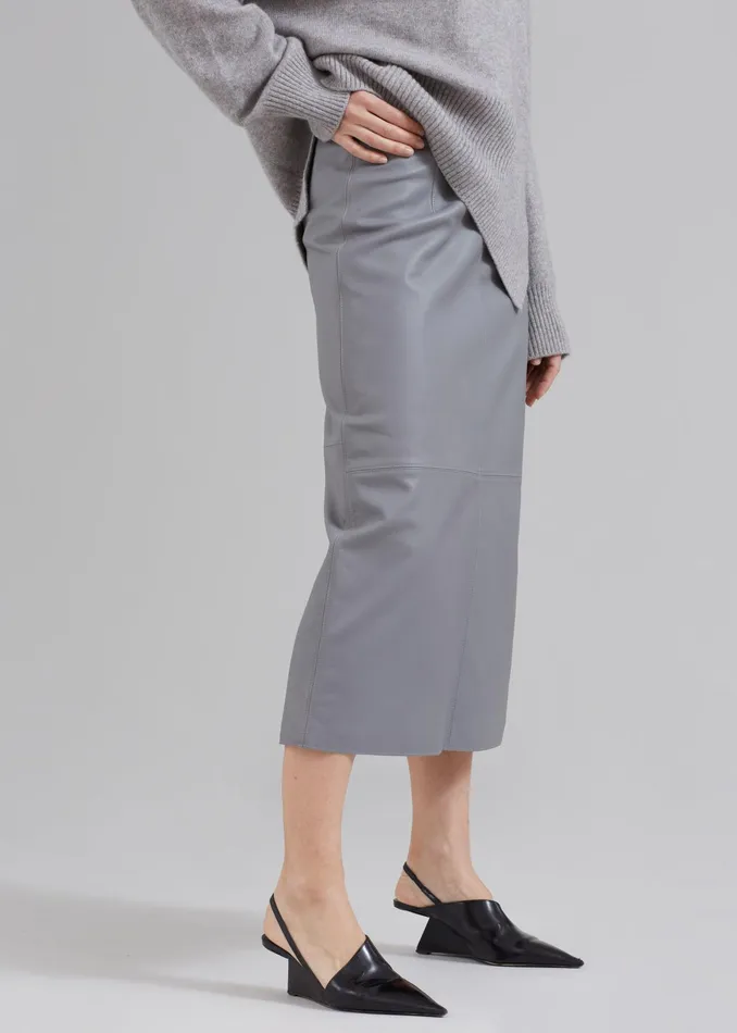 The Frankie Shop Bottoms Heather Leather Pencil Skirt 8211 Grey 8211 Women