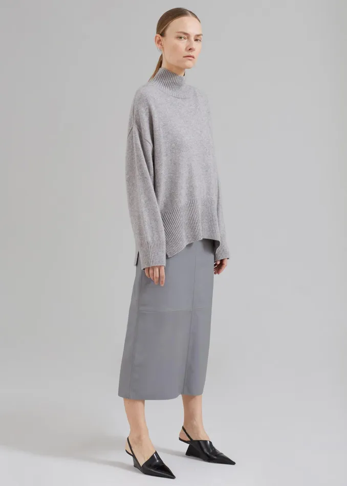 The Frankie Shop Bottoms Heather Leather Pencil Skirt 8211 Grey 8211 Women