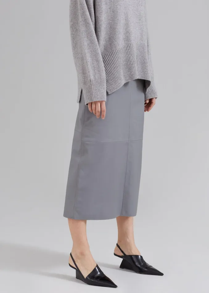 The Frankie Shop Bottoms Heather Leather Pencil Skirt 8211 Grey 8211 Women