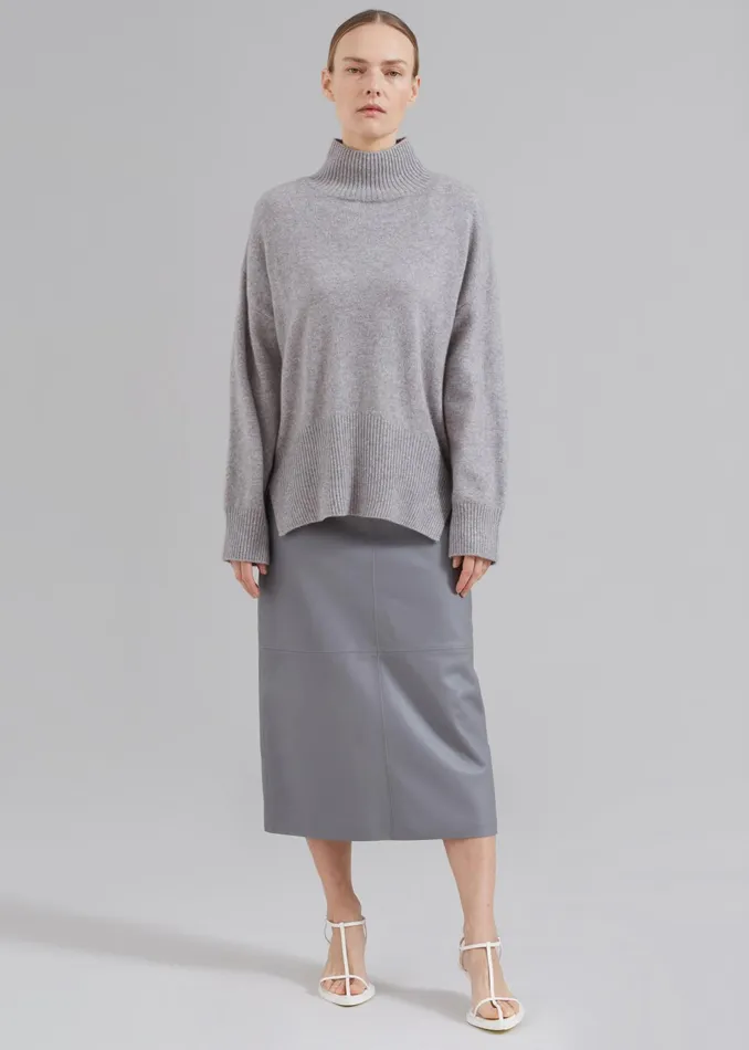 The Frankie Shop Bottoms Heather Leather Pencil Skirt 8211 Grey 8211 Women