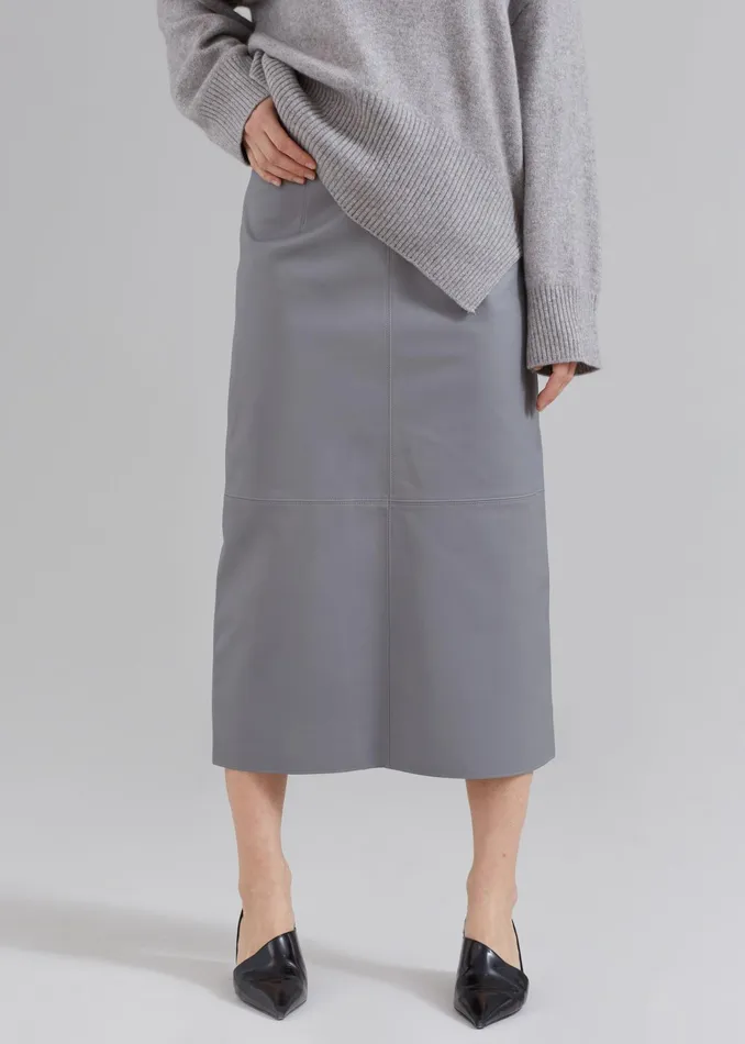The Frankie Shop Bottoms Heather Leather Pencil Skirt 8211 Grey 8211 Women