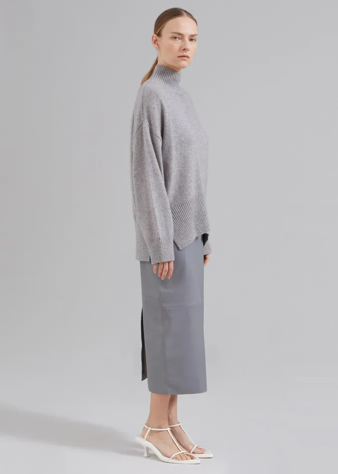 The Frankie Shop Bottoms Heather Leather Pencil Skirt 8211 Grey 8211 Women