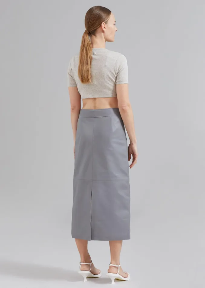 The Frankie Shop Bottoms Heather Leather Pencil Skirt 8211 Grey 8211 Women