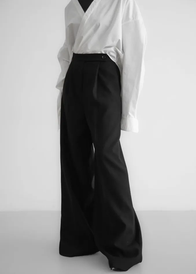 The Frankie Shop Bottoms Kamila Wide Leg Trousers 8211 Black 8211 Women