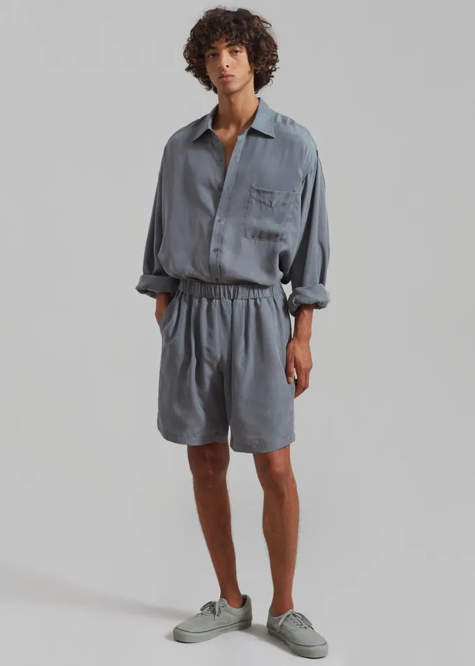 The Frankie Shop Bottoms Leland Silky Boxer Shorts 8211 Charcoal 8211 Men