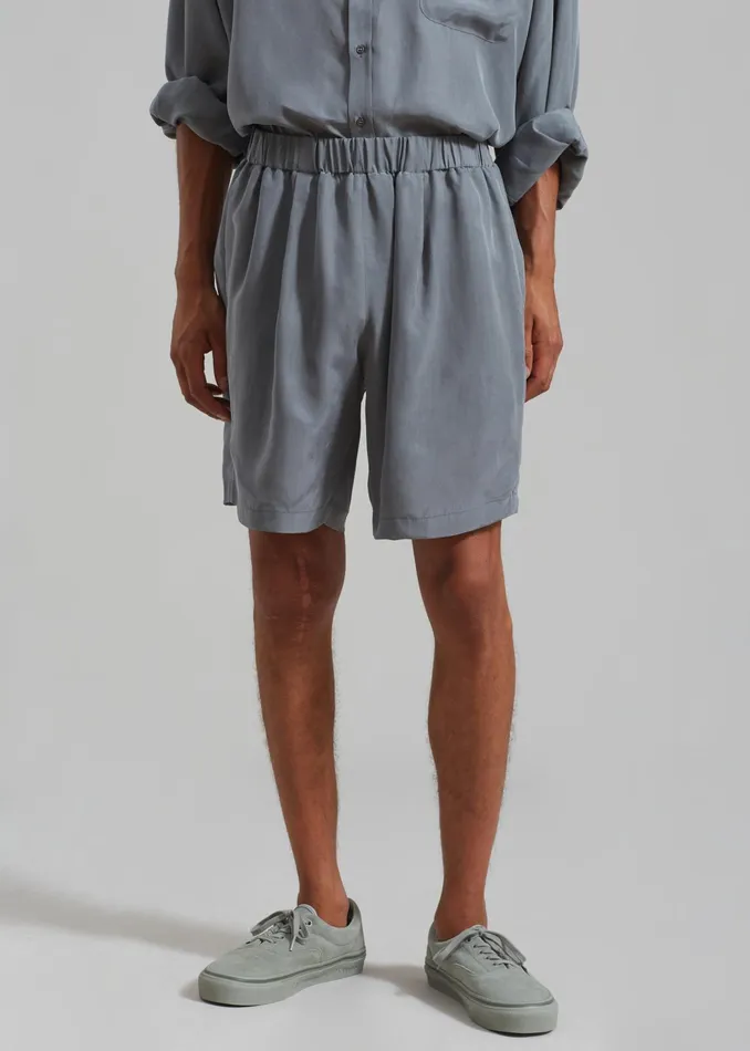 The Frankie Shop Bottoms Leland Silky Boxer Shorts 8211 Charcoal 8211 Men