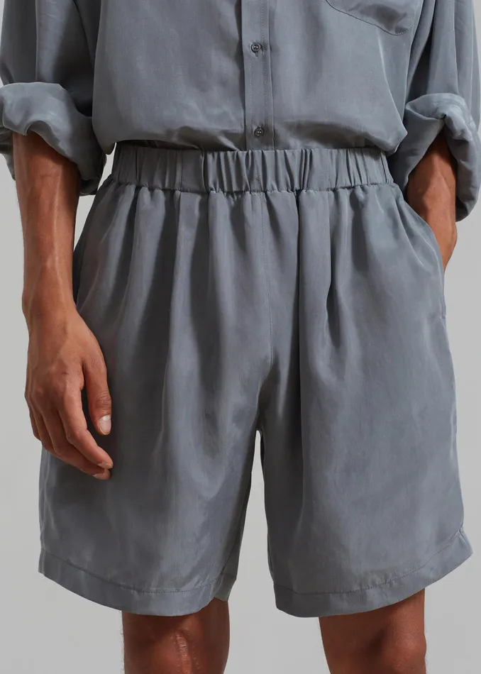 The Frankie Shop Bottoms Leland Silky Boxer Shorts 8211 Charcoal 8211 Men