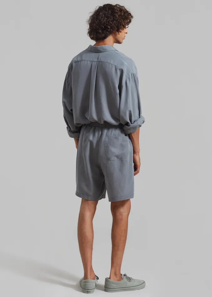 The Frankie Shop Bottoms Leland Silky Boxer Shorts 8211 Charcoal 8211 Men
