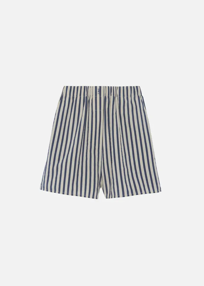 The Frankie Shop Bottoms Lui Textured Boxer Shorts 8211 BeigeNavy Multi Stripe 8211 Women
