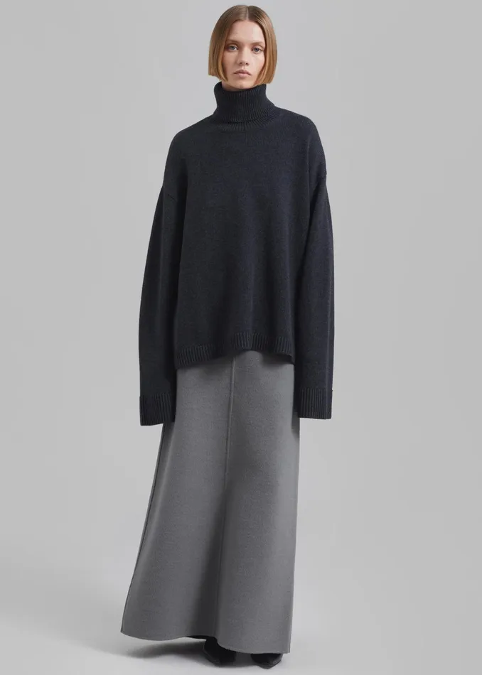 The Frankie Shop Bottoms Malvo Long Wool Pencil Skirt 8211 Grey 8211 Women