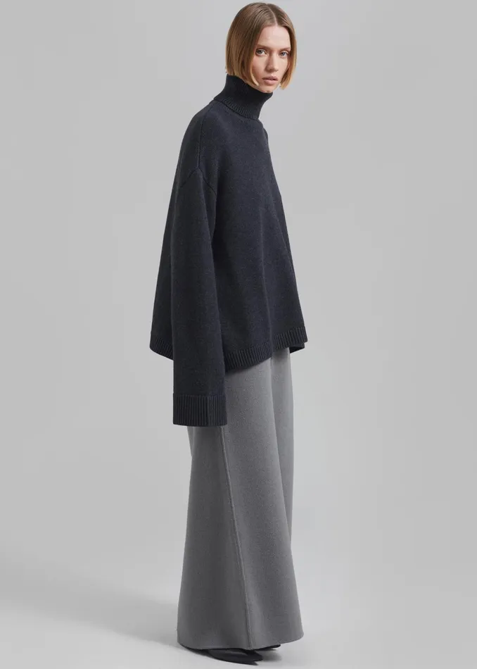 The Frankie Shop Bottoms Malvo Long Wool Pencil Skirt 8211 Grey 8211 Women