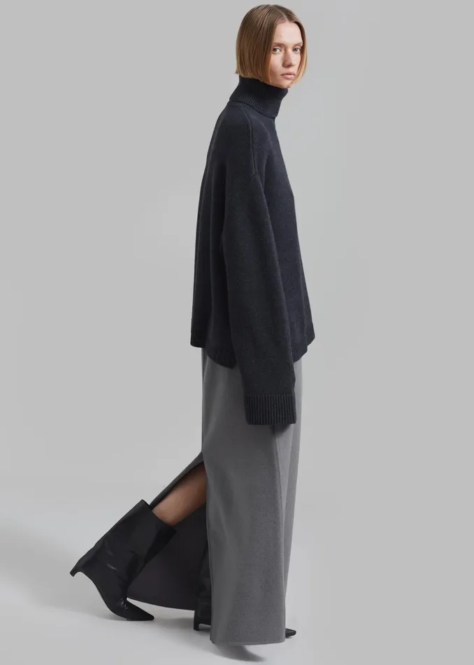 The Frankie Shop Bottoms Malvo Long Wool Pencil Skirt 8211 Grey 8211 Women