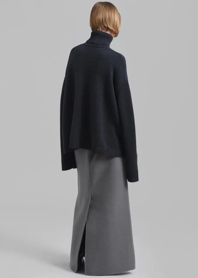 The Frankie Shop Bottoms Malvo Long Wool Pencil Skirt 8211 Grey 8211 Women