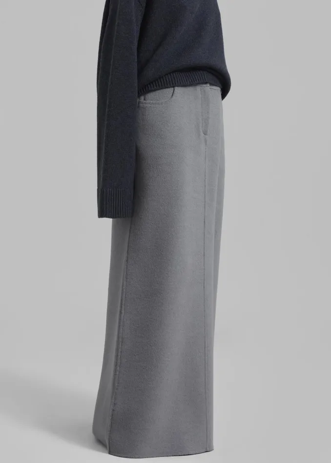 The Frankie Shop Bottoms Malvo Long Wool Pencil Skirt 8211 Grey 8211 Women