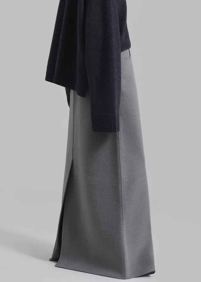 The Frankie Shop Bottoms Malvo Long Wool Pencil Skirt 8211 Grey 8211 Women