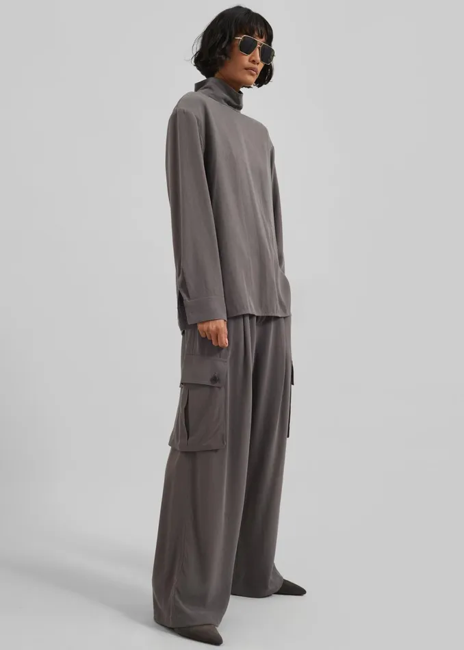 The Frankie Shop Bottoms Nyro Cargo Pants 8211 Charcoal 8211 Women