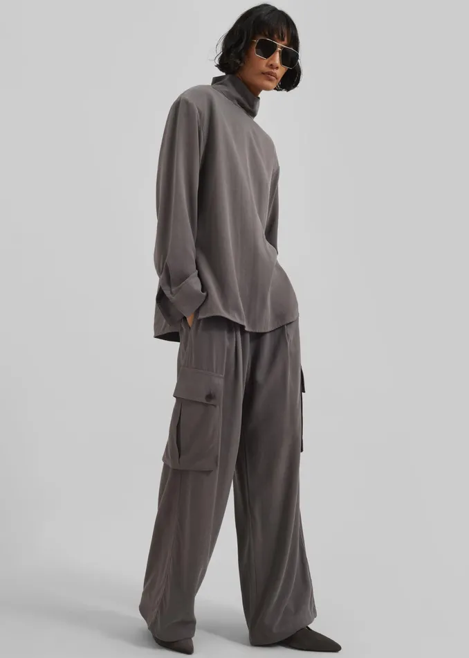 The Frankie Shop Bottoms Nyro Cargo Pants 8211 Charcoal 8211 Women