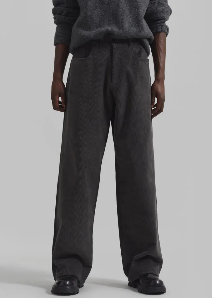 The Frankie Shop Bottoms Wharton Corduroy Pants 8211 Charcoal 8211 Men