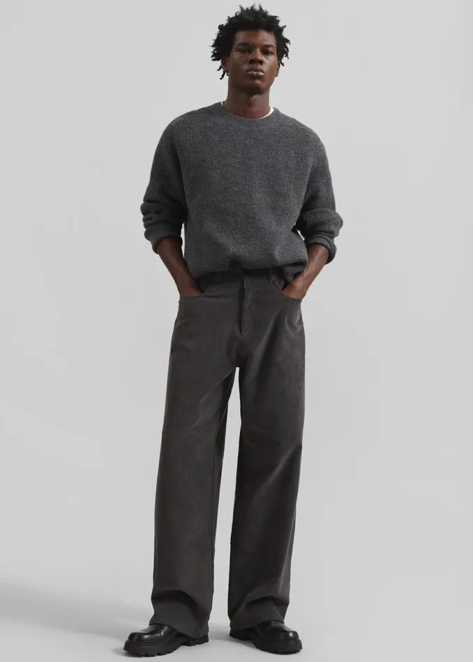The Frankie Shop Bottoms Wharton Corduroy Pants 8211 Charcoal 8211 Men
