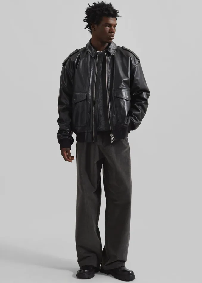 The Frankie Shop Bottoms Wharton Corduroy Pants 8211 Charcoal 8211 Men