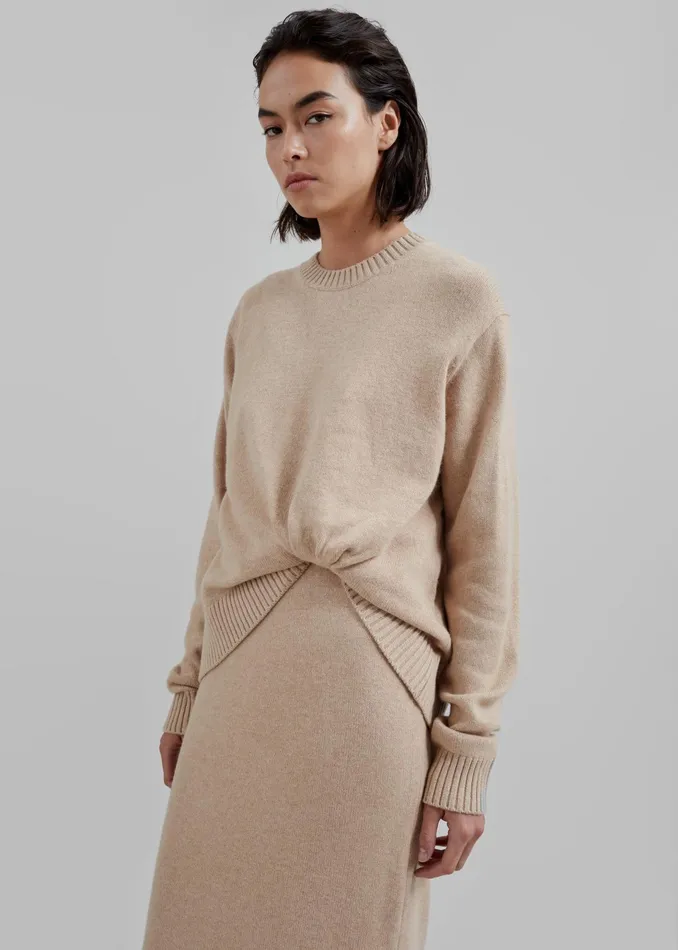 The Frankie Shop Dresses 31 Philip Lim Long Sleeve Draped Knit Dress 8211 Beige 8211 Women
