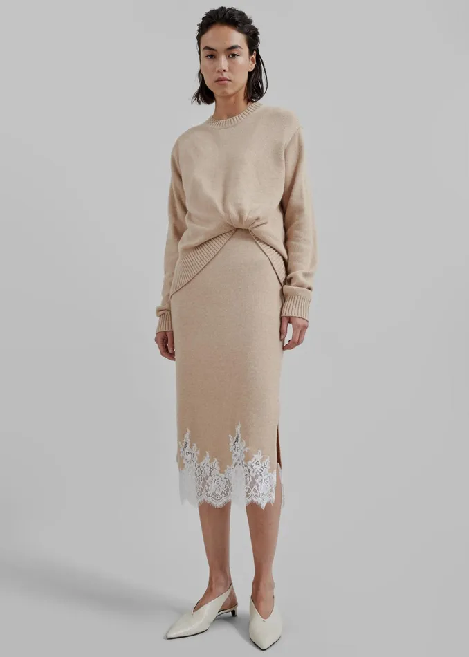The Frankie Shop Dresses 31 Philip Lim Long Sleeve Draped Knit Dress 8211 Beige 8211 Women