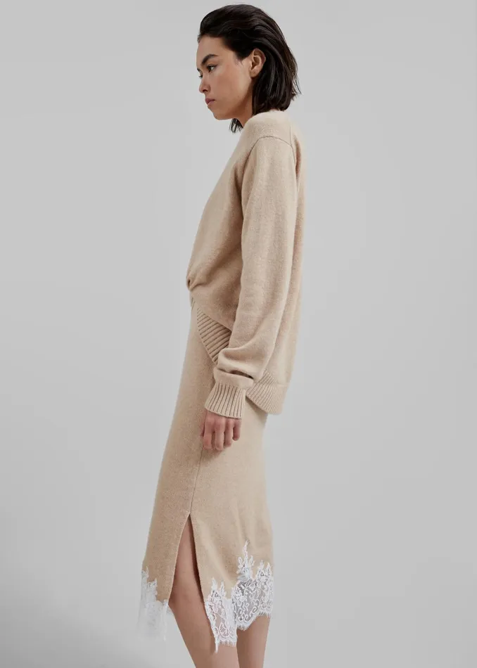 The Frankie Shop Dresses 31 Philip Lim Long Sleeve Draped Knit Dress 8211 Beige 8211 Women