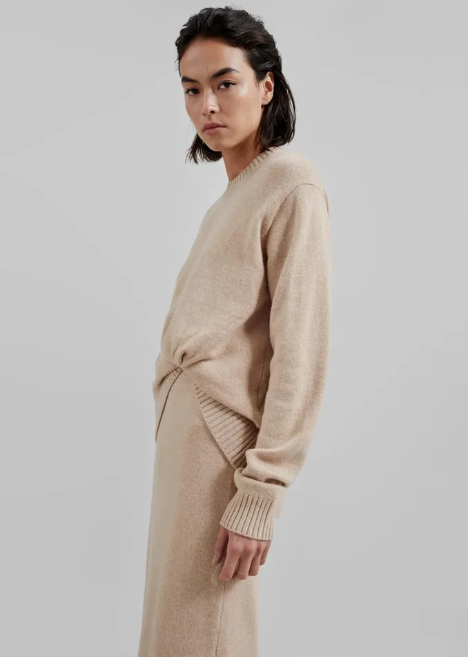 The Frankie Shop Dresses 31 Philip Lim Long Sleeve Draped Knit Dress 8211 Beige 8211 Women