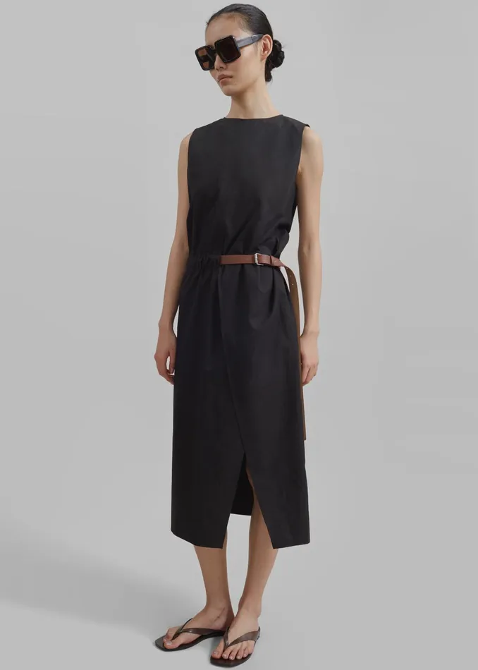 The Frankie Shop Dresses Romy Belted Midi Dress 8211 Black 8211 Women