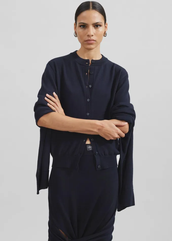 The Frankie Shop Knitwear Coperni Knotted Sleeved Cardigan 8211 Blue 8211 Women