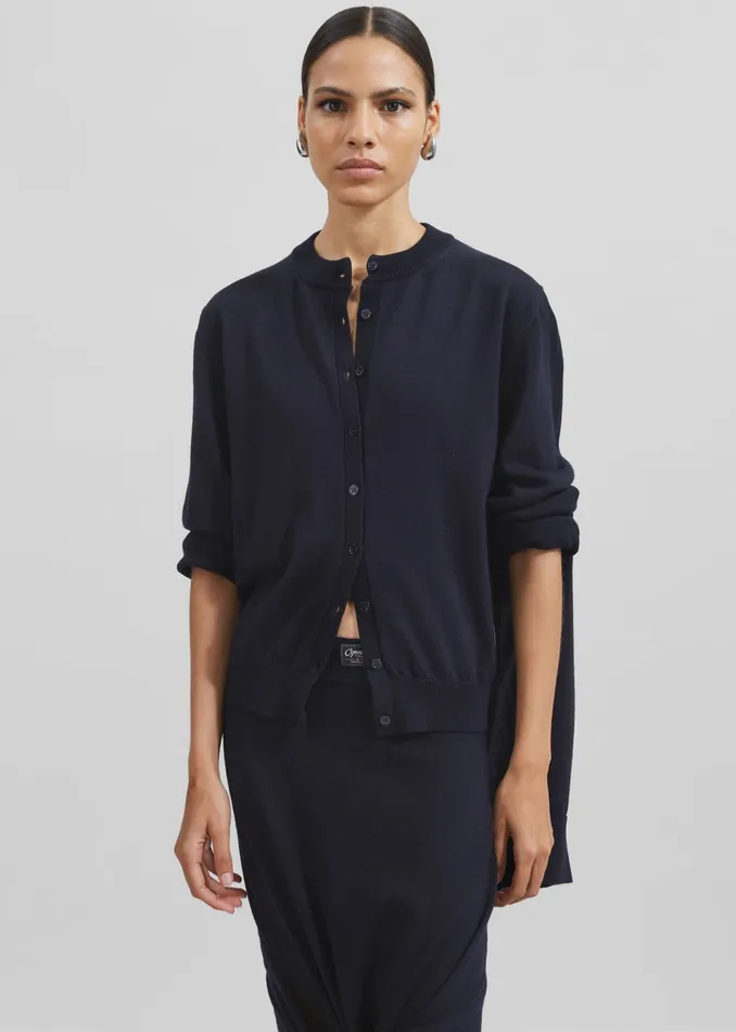 The Frankie Shop Knitwear Coperni Knotted Sleeved Cardigan 8211 Blue 8211 Women