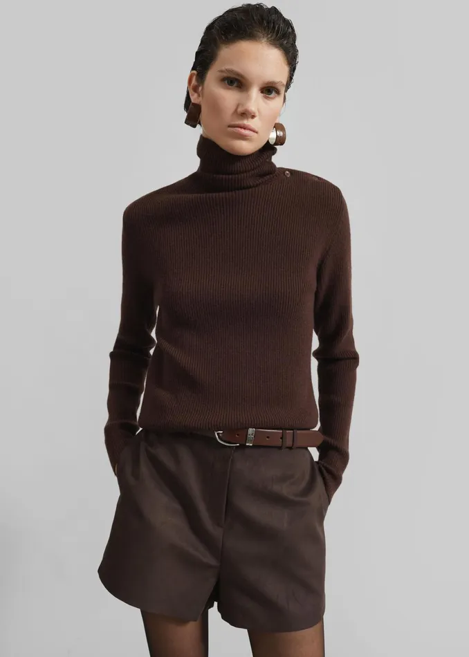 The Frankie Shop Knitwear Devar Turtleneck Sweater 8211 Brown 8211 Women