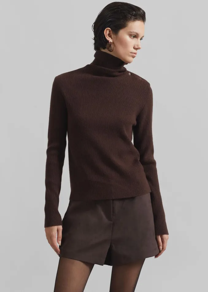 The Frankie Shop Knitwear Devar Turtleneck Sweater 8211 Brown 8211 Women