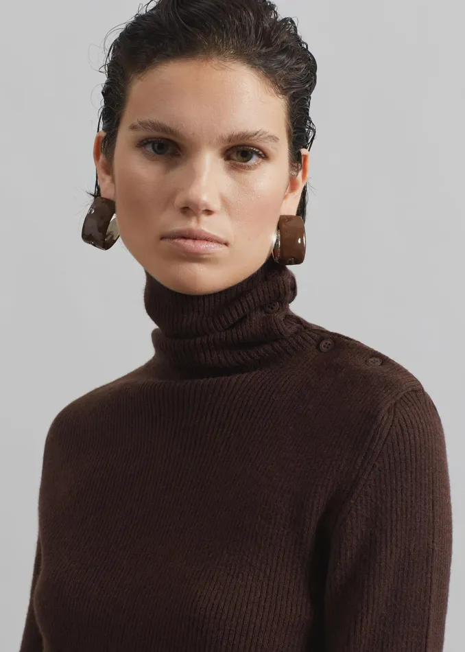 The Frankie Shop Knitwear Devar Turtleneck Sweater 8211 Brown 8211 Women