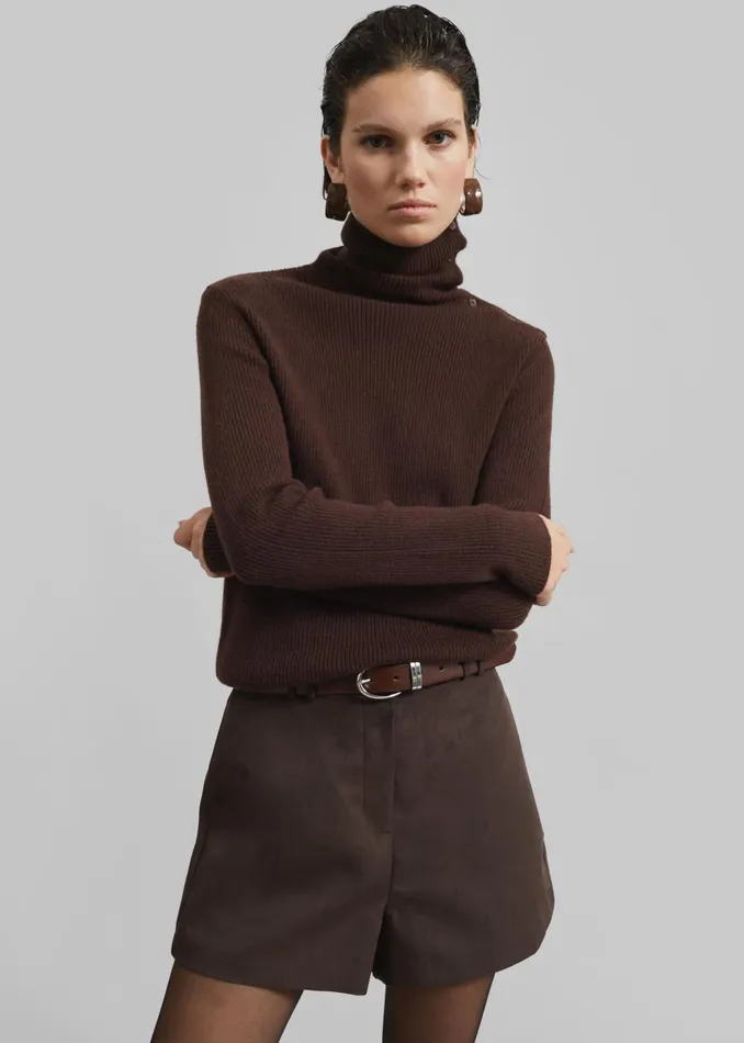 The Frankie Shop Knitwear Devar Turtleneck Sweater 8211 Brown 8211 Women