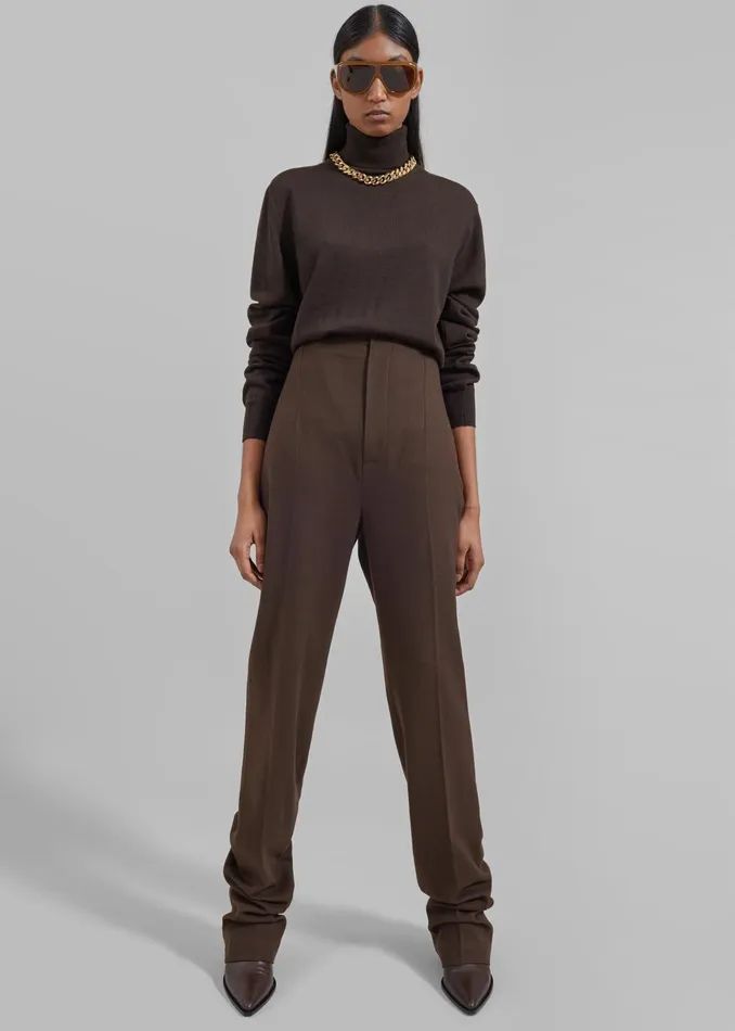 The Frankie Shop Knitwear Eve Thin Turtleneck Sweater 8211 Dark Brown 8211 Women