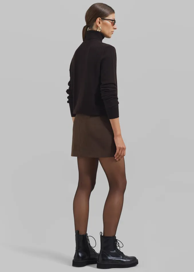 The Frankie Shop Knitwear Eve Thin Turtleneck Sweater 8211 Dark Brown 8211 Women