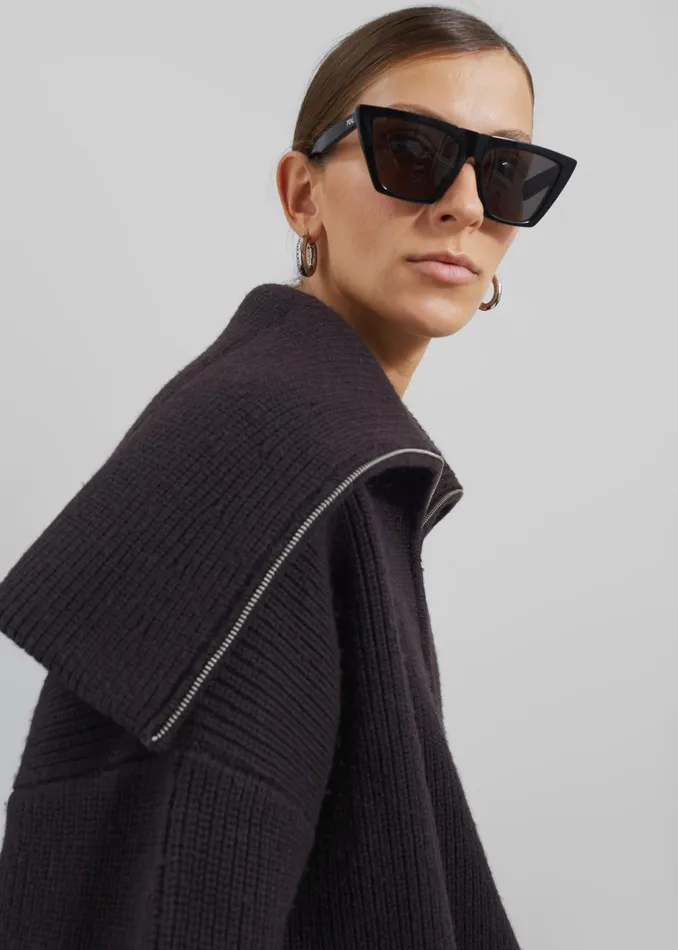 The Frankie Shop Knitwear Hazel Oversized Wool Jumper 8211 Dark Plum 8211 Women