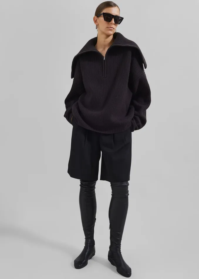 The Frankie Shop Knitwear Hazel Oversized Wool Jumper 8211 Dark Plum 8211 Women