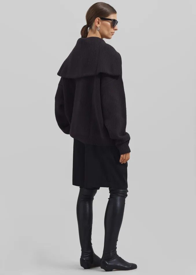 The Frankie Shop Knitwear Hazel Oversized Wool Jumper 8211 Dark Plum 8211 Women