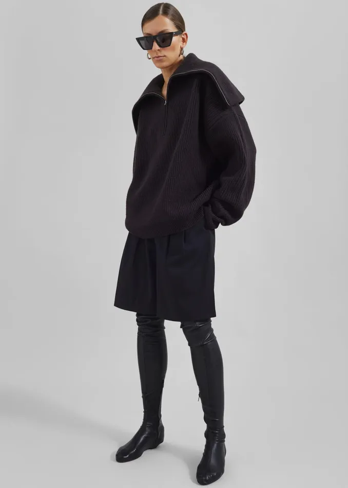 The Frankie Shop Knitwear Hazel Oversized Wool Jumper 8211 Dark Plum 8211 Women