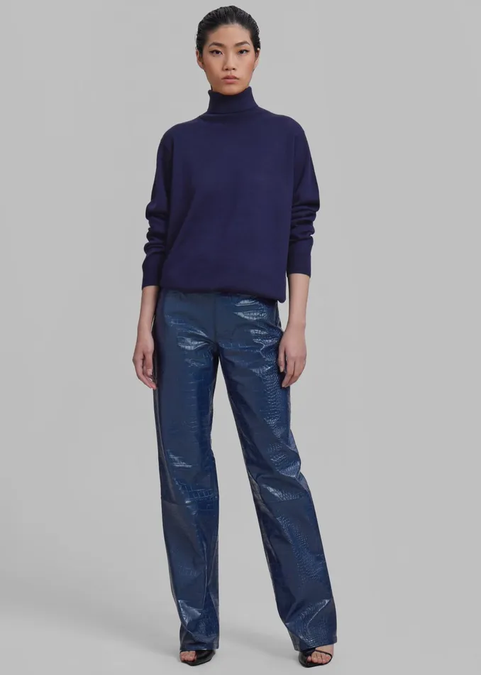 The Frankie Shop Knitwear Ines Thin Padded Turtleneck 8211 Navy 8211 Women