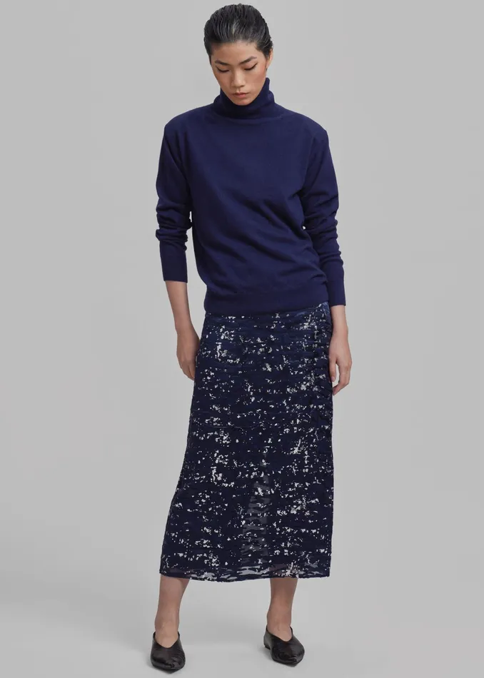The Frankie Shop Knitwear Ines Thin Padded Turtleneck 8211 Navy 8211 Women