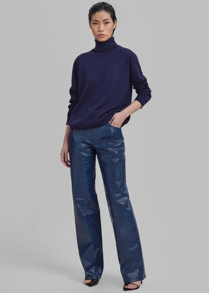 The Frankie Shop Knitwear Ines Thin Padded Turtleneck 8211 Navy 8211 Women
