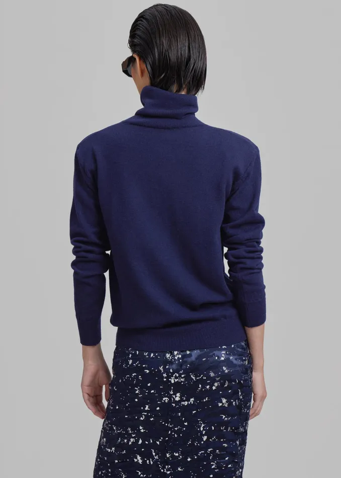 The Frankie Shop Knitwear Ines Thin Padded Turtleneck 8211 Navy 8211 Women